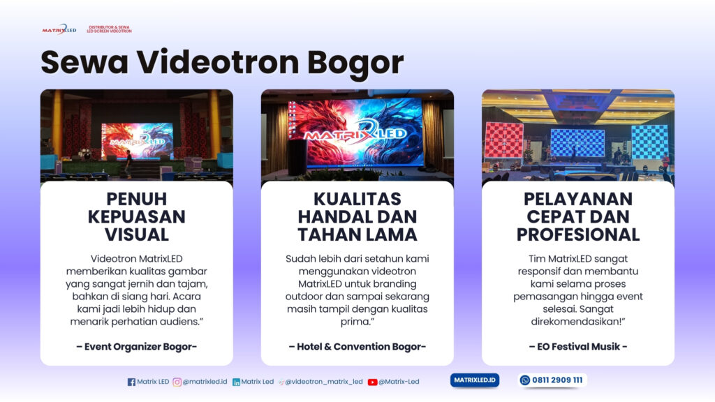 Sewa-Videotron-Bogor Sewa Videotron Bogor MatrixLED dengan kualitas visual tajam, tahan lama, dan pelayanan profesional.